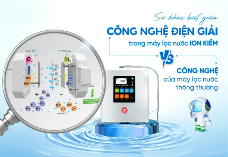 Sự khác biệt giữa công nghệ điện giải (Điện phân nước) trong máy lọc nước iON kiềm với công nghệ của máy lọc nước thông thường