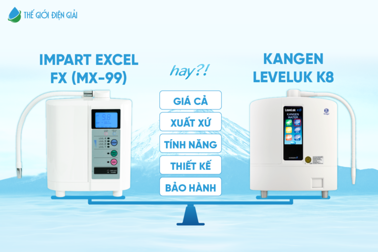 So sánh máy lọc nước Kangen Leveluk K8 và Impart Excel-FX (MX-99): Nên chọn máy nào?